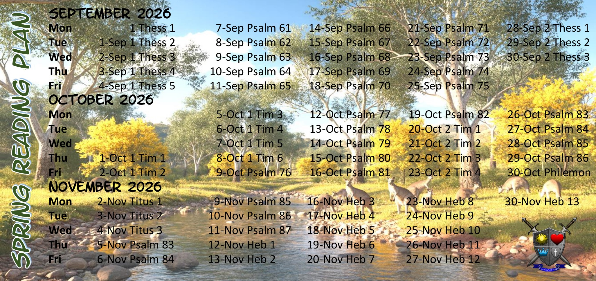 Church in Shailer Park Autumn bible reading plan